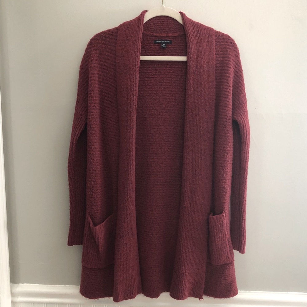 American Eagle Extra Warm Maroon Cardigan SZ XS